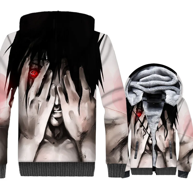 

Kakashi Hoodies Men Naruto 3D Jackets Anime Harajuku Sweatshirts Winter Thick Fleece Ninja Sasuke Orochimaru Coat Streetwear