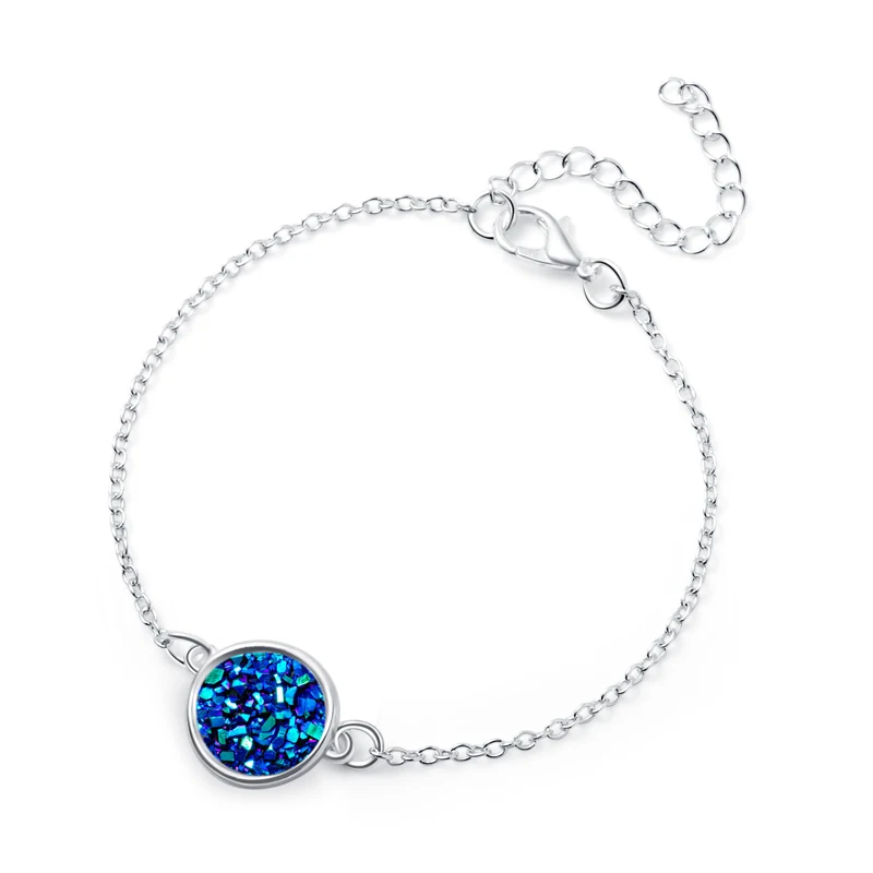 Круглые Подвески Drusy Druzy браслет из смолы с геометрическим узором серебра 925 пробы