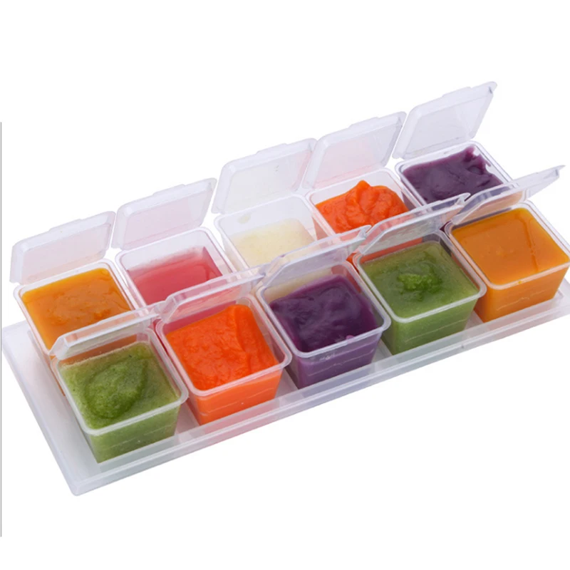 Portable Baby Food Supplement Puree Storage Box, Crisper Independent Sub-grid Box Microwavable