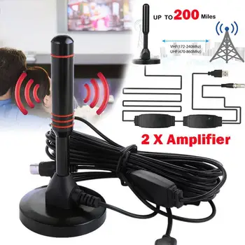 

2dBi Aerial Indoor Digital HDTV TV Antenna Aerial Amplified 200 Mile Range VHF UHF For DVB-T TV HDTV Digital Freeview r15