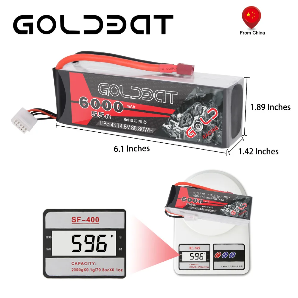 2 единицы GOLDBAT 6000mAh lipo батарея 4S RC автомобиль lipo 6000mAh 55C батарея LiPo 14,8 v с T XT60 Разъем для RC грузовик RC Heli самолет