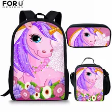 FORUDESIGNS рюкзак с единорогом Kawaii школьные сумки для девочек-подростков розовый рюкзак Мультфильм Детский Рюкзак Японский Детский рюкзак