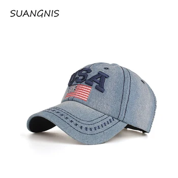 

2019 American flag embroidery Snapback Cap Baseball Cap Jean Embroidery Hat For Men Women Cap Gorras Bone Trucker cap
