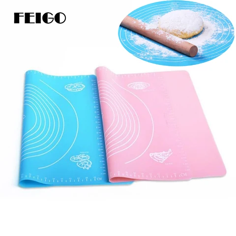 Almofada de Silicone Superfície do Painel e Bakeware Tábua de Cortar Feigo 50 40 Centímetros Mais Grosso Baking Dough Rolling Pin Grande Silicone Pad Placa F256