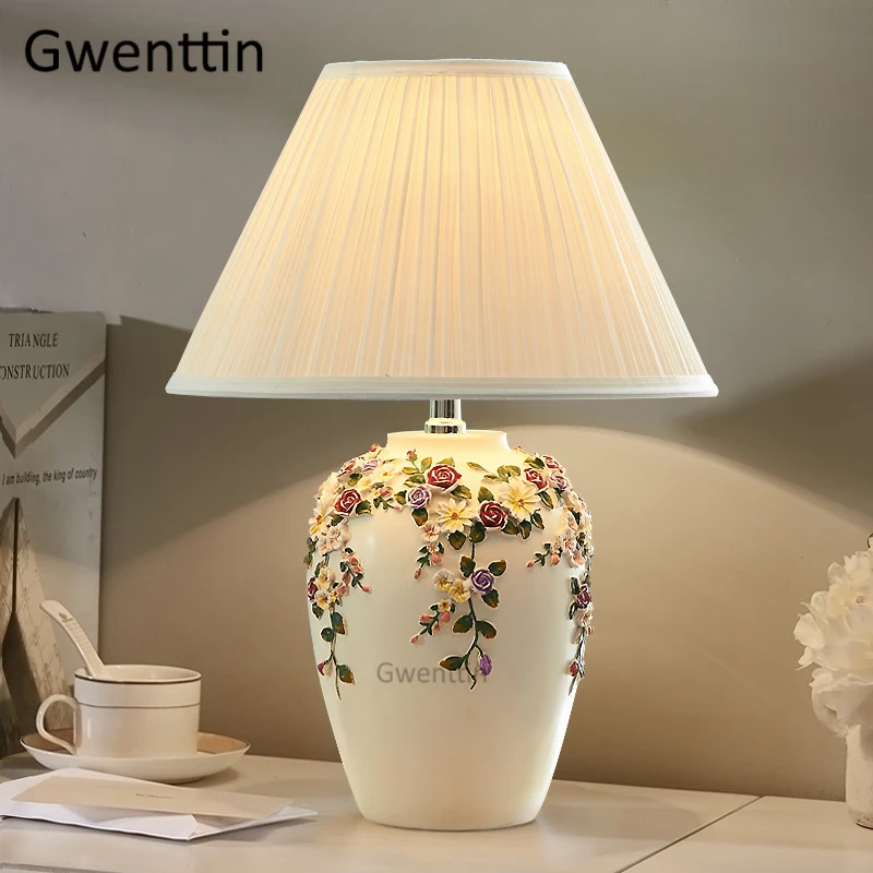 Candeeiros de Mesa Luzes para Sala de Estar Lâmpada de Cabeceira Decoração da Sua Luz da Mesa Flor Romântica Moderna Suporte Resina Standing Quarto Lâmpada Casa Led 13 Suporte Luz da Mesa Resina Standing Luzes