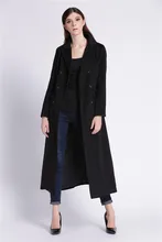 Ultra Long Design Woolen Double Breates Jacket for Women, Plus Size XS-XXL Turn-down Collar Slim Outerwear Jacket
