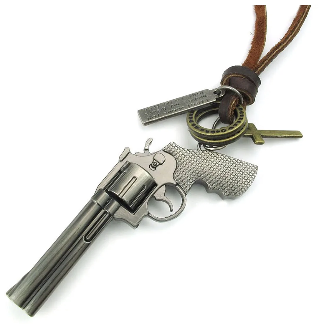 Men Jewelry Pendant Necklace Army Cross Style Gun Rope Adjustable