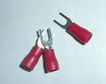 

1000pcs/bag 6.4mm Red Y spade Insulated Quick Connector Terminals/U Male Tab Crimp Terminal AWG SV1.25-6 for Wires/Jamma Harness