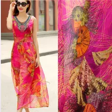 Silk09 печатных шелк шифон ткань для шелковое платье