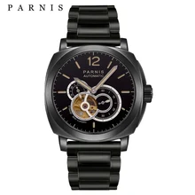 Новейшие мужские автоматические тонкие часы Parnis 44 мм Мужские механические часы 21 Jewels светящиеся 100 м водонепроницаемые мужские часы для плавания