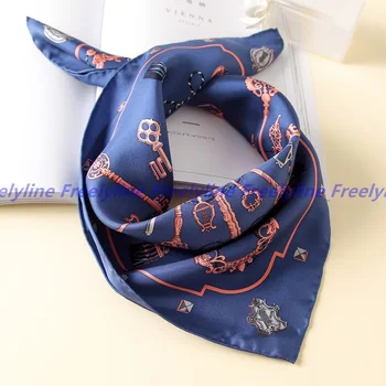 

Fashion Printed Small Square Silk Scarf Neckerchief Bandana 100% Pure Silk Scarf Women Quality Silk Scarves & Wraps Hand Rolled