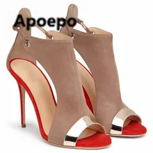 

New Women 2022 Mixed Colors Sandals Ladies Summer Blue Beige Patchwork Peep Toe Thin High Heels Sandals Buckle Strap Metal Shoes