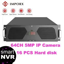 IMPORX 64Ch видеонаблюдение NVR видео Регистраторы CCTV NVR для наружного безопасности 5MP Super HD 16 шт SATA Порты и разъёмы H.265 +/H.265/H.264