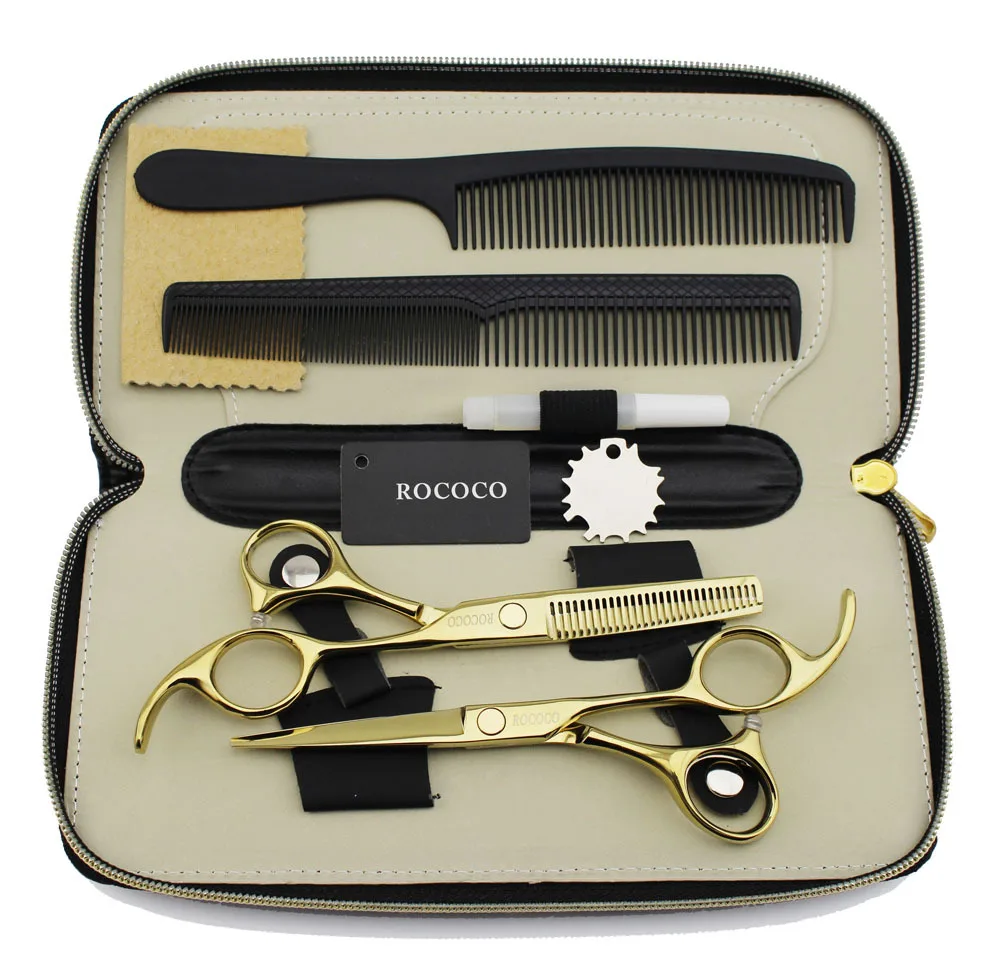 Ceny 5.5 cal prosto i przerzedzenie podnośniki z grzebień z przypadku zestaw fryzjerskie Clipper profesjonalne nożyczki fryzjerskie ścinanie włosów narzędzie
