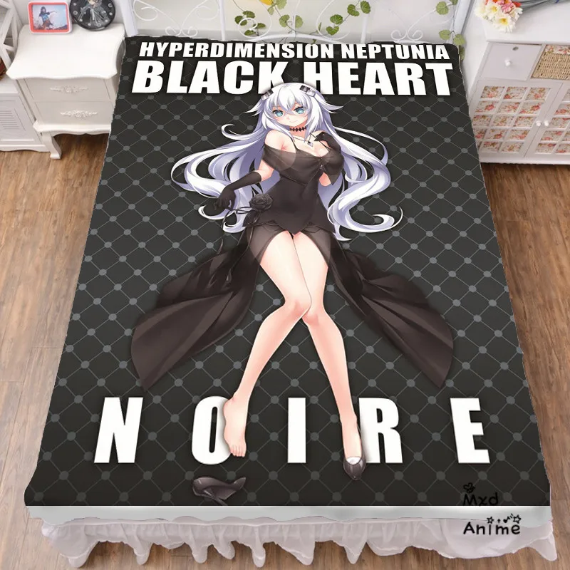 

Japanese Anime Choujigen Game Neptune Black Heart Noire Bed sheets Bedding Coverlet cartoon Flat Sheet cosplay fan gifts