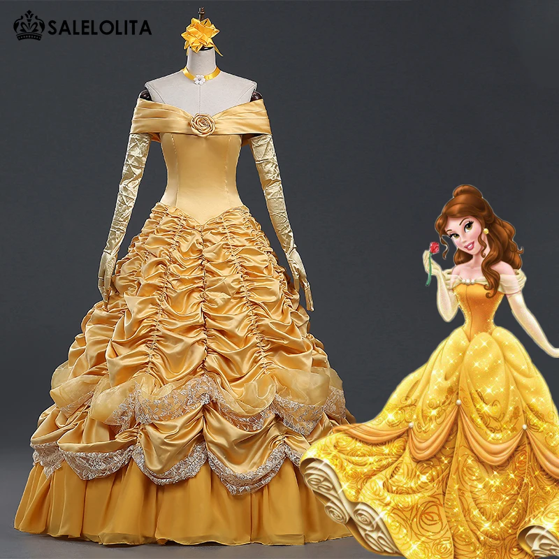 

2017 Hot sale Adult princess belle costume women Beauty and the Beast costume fantasia cos halloween costumes for women Dress