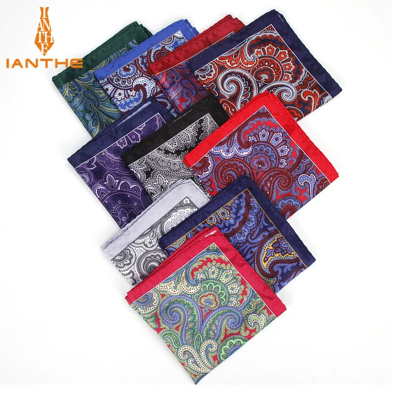 

2018 Men's Brand Handkerchief Vintage Paisley Pocket Square Soft Hankies Wedding Party Business Artificial Silk Chest Towel Gift