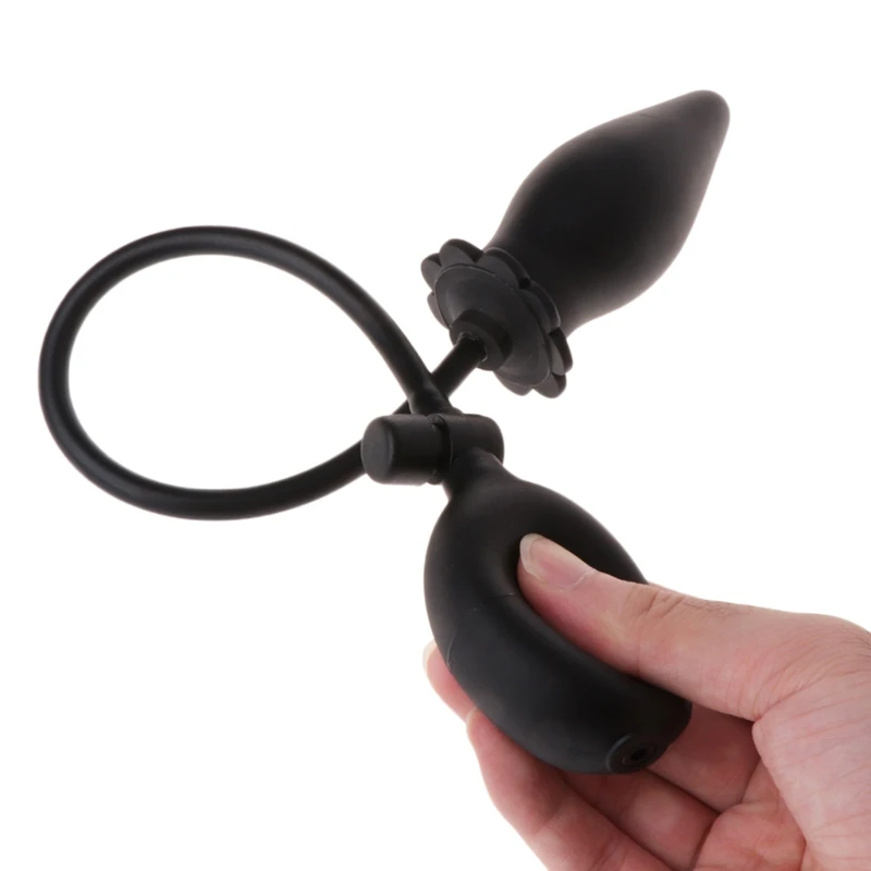 Silicone Large Black Pump Up Air filled Inflatable Bulk font b Dildo b font Anal Butt
