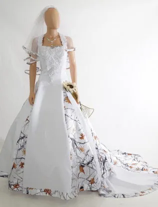 snow camo wedding dress