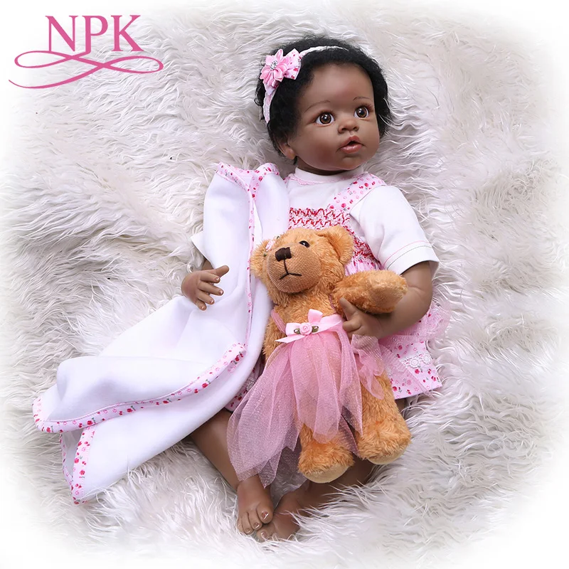 NPK Bebes Reborn черные куклы девушка 22 "55 см Силиконовые Reborn Baby куклы реалистичные детский подарок Классический игровой дом игрушки куклы jooyoo