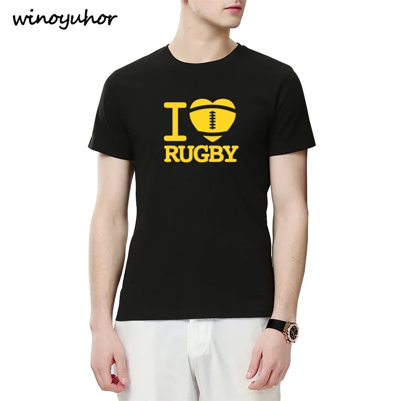 أحب الرجبي تي شيرت الرجال 2019 الصيف عارضة قصيرة الأكمام قمم القطن مضحك الرياضية T قميص Camisetas الغمد