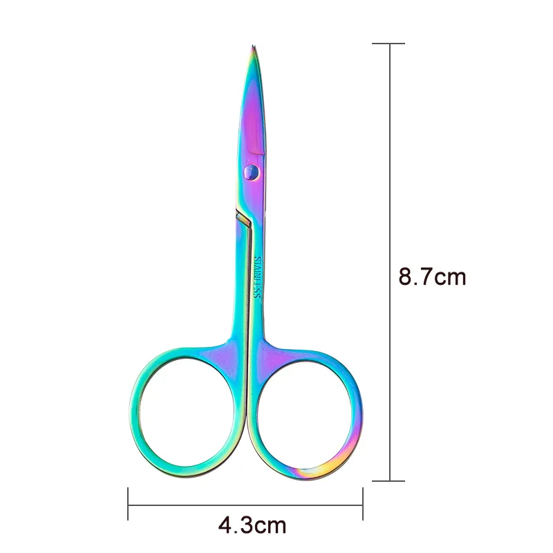 Ножницы для бровей, триммер для накладных ресниц, 1 шт., профессиональный макияж, изогнутая головка, для удаления волос на лице, маникюрные ножницы из нержавеющей стали