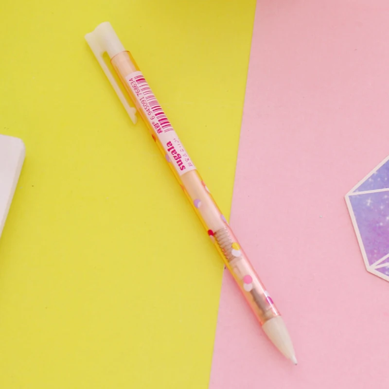 0,5/0,7 мм милый механический карандаш в горошек с ластиком, пластиковый автоматический карандаш ярких цветов для детей, корейские канцелярские принадлежности