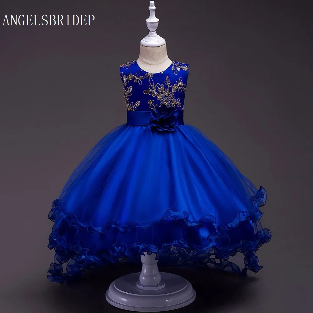ANGELSBRIDEP Pretty Flower Girl Dresses Lace Applique Front Short Long Back First Communion Girls Pageant Prom | Свадьбы и торжества