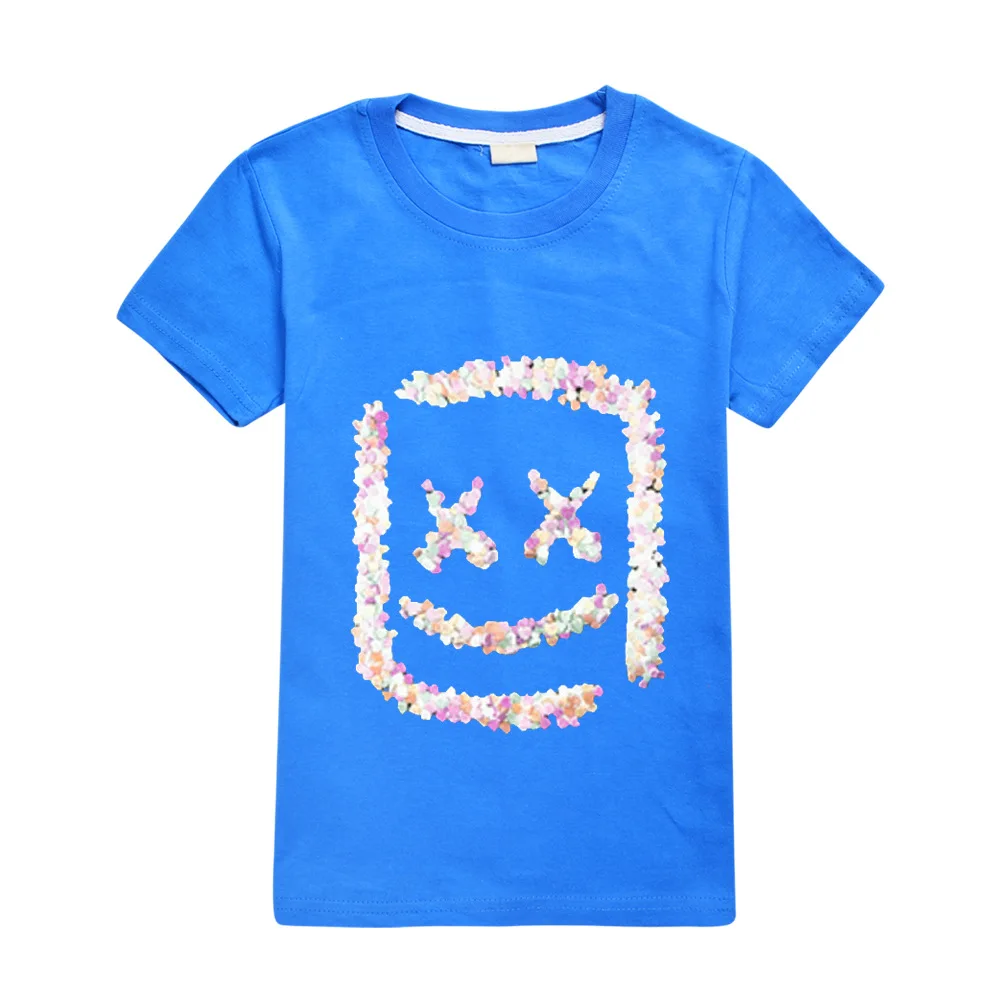 Modis dj marshmello Kids t shirts hoodie clothes Child Black New summer top Short Sleeve T-shirt for Girls Boys 100%cotton