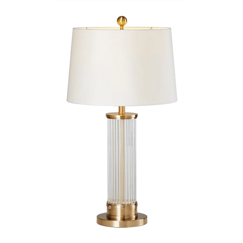 

Modern Design Table Lamp Glass Table Lights Living Room Bedroom Bedside Fabric Lampshade E27 Decor Home Lighting Fixtures