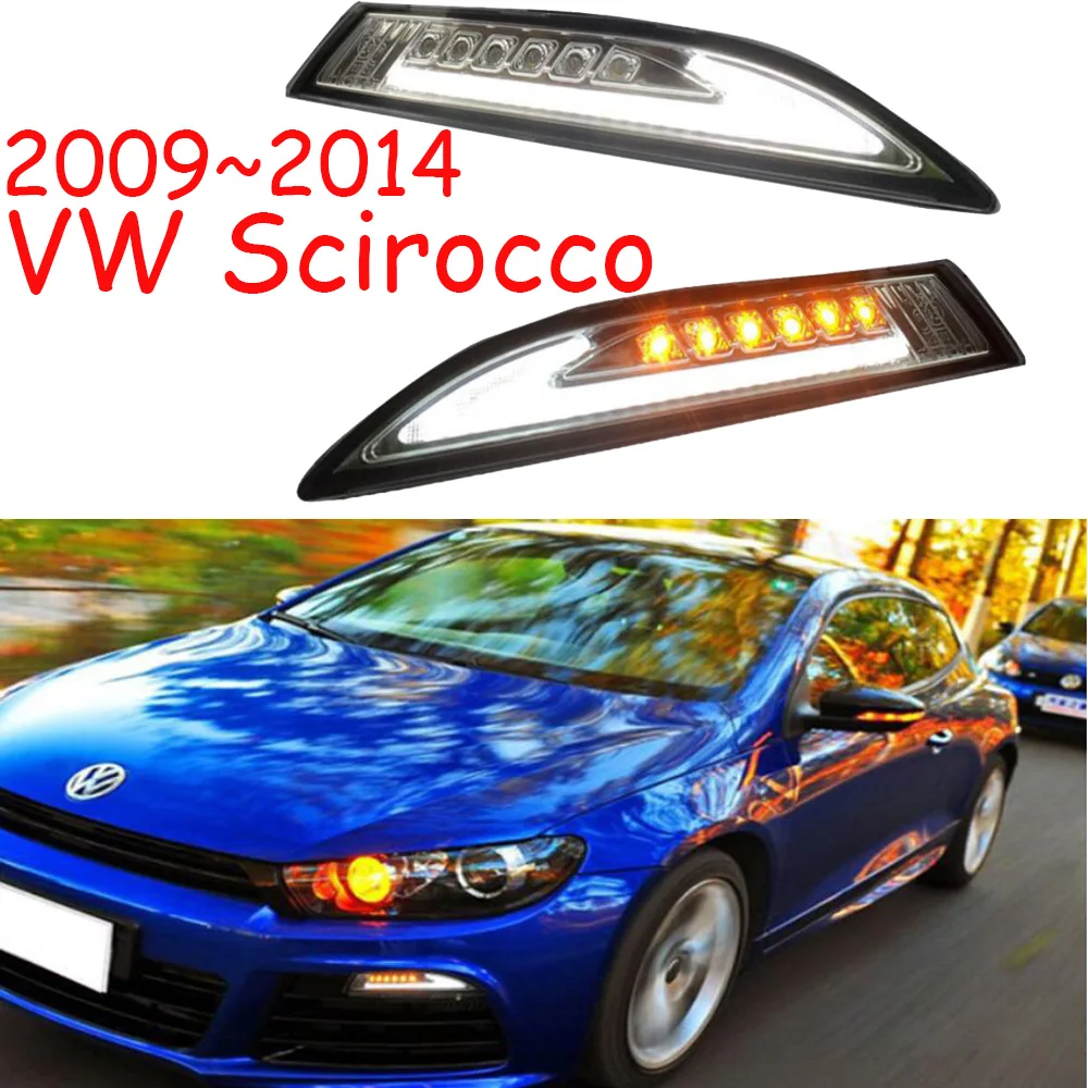 Бампер автомобиля лампы для Volkswagen Scirocco дневного света 2009 2010 2011 2012 2013 2014y Car аксессуары светодиодный DRL Scirocco противотуманных фар