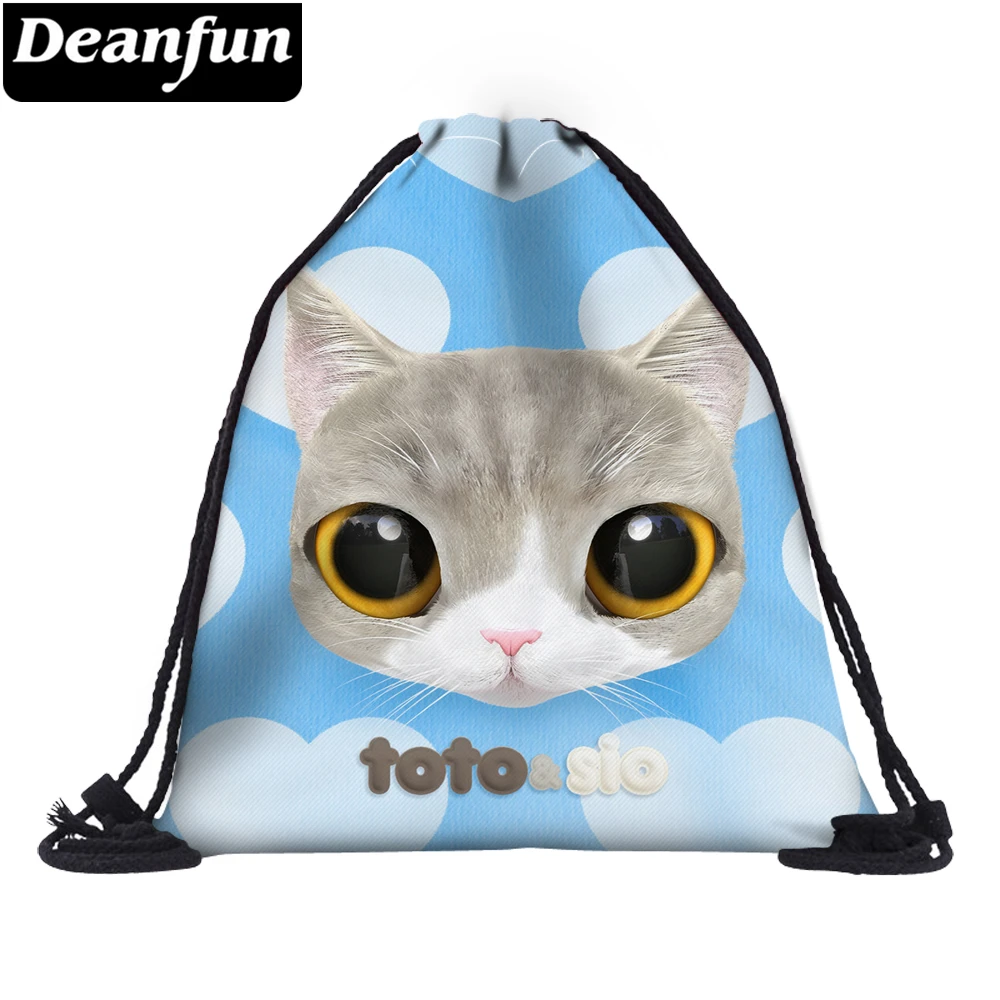 

Deanfun Cat Shoulder Bag with Drawstring Cute Gift for Girls School Storage 60096 #