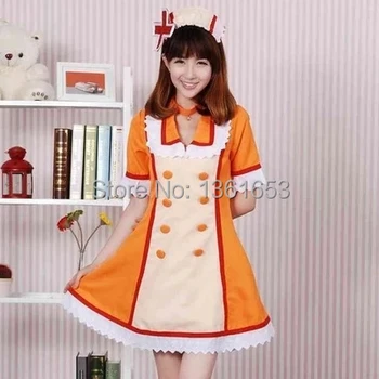 

Hatsune Miku OSTER project len kagamine costume COS mask party women dress coplay Orange nurse uniform