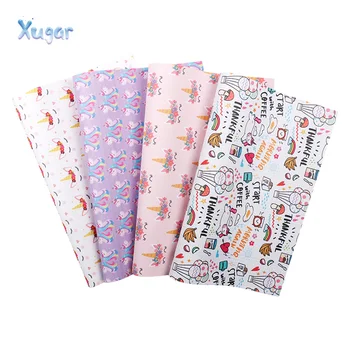 

Xugar 22*30cm Unicorn Printed Faux Synthetic Leather Fabric Sheet, DIY Hair Bows Craft Handmade Sewing Materials For Home Decor