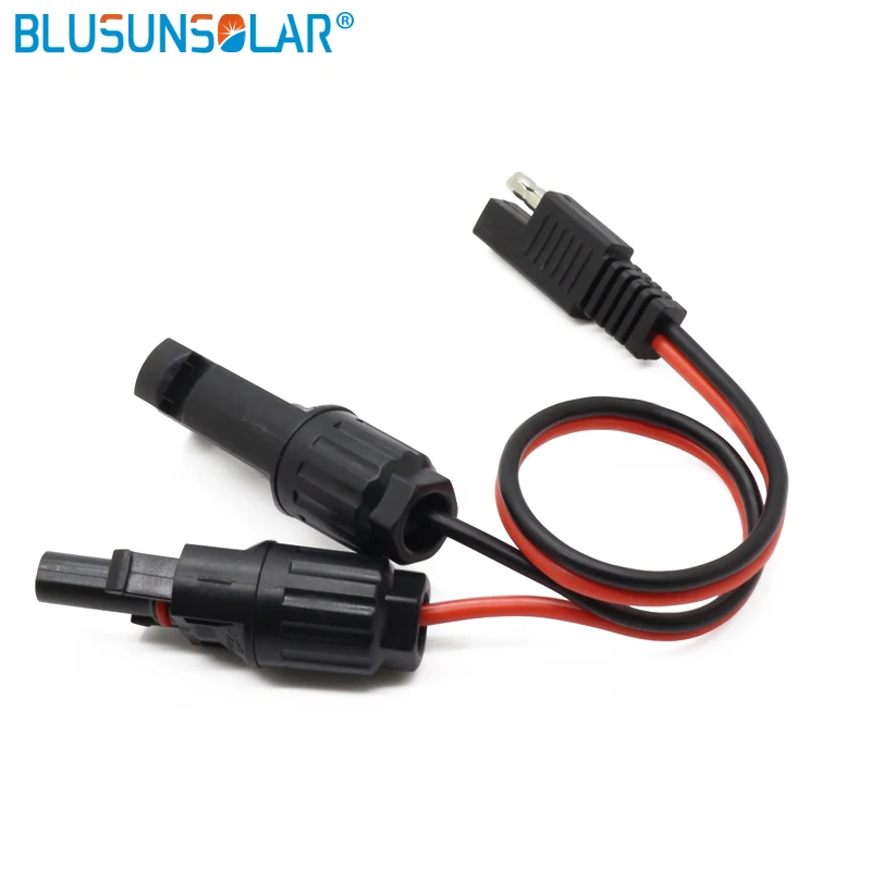

BLUSUNSOLAR 1 Piece SAE connector Battery Adapter Cable 14AWG 12" DC Power MC4 Solar panel Trailer Plug Cable wire