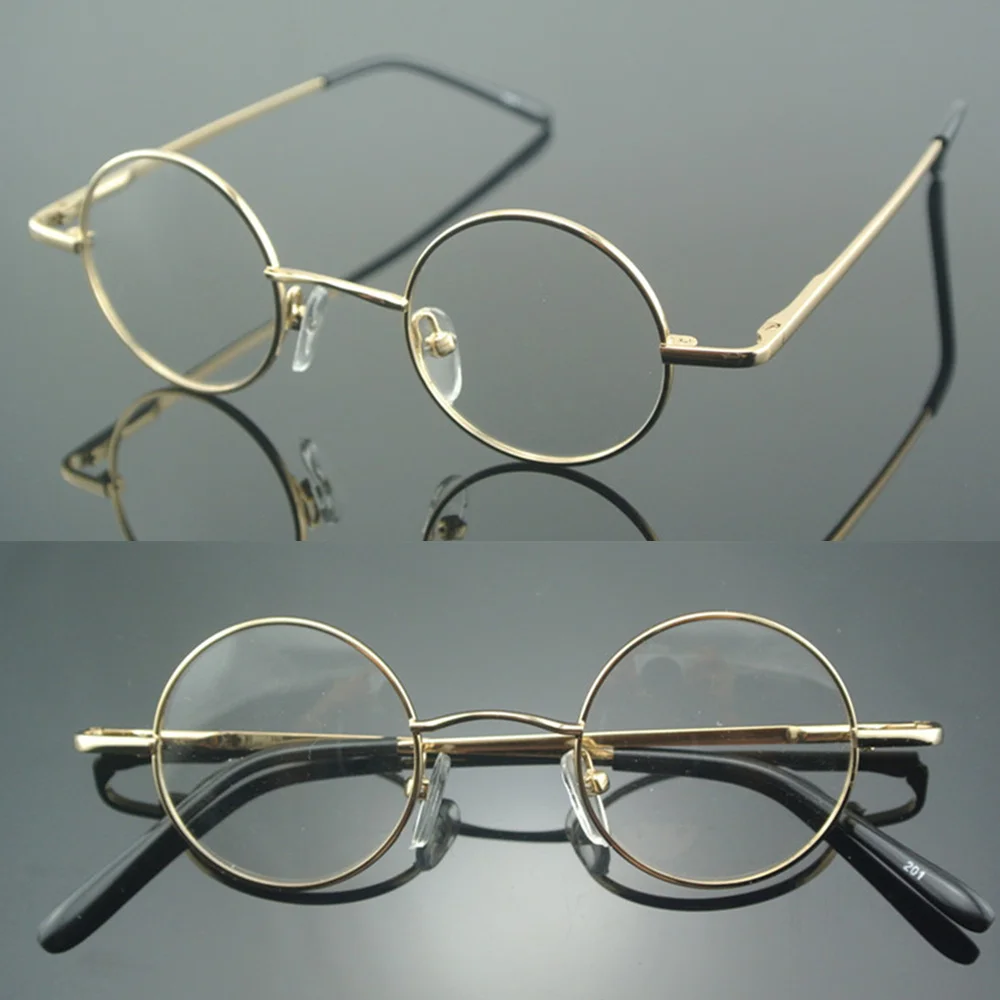 

Vintage Round Gold Small Spring Hinges John Lennon HARRY POTTER Metal Eyeglass Frames Full Rim myopia Glasses -150 -200 -300