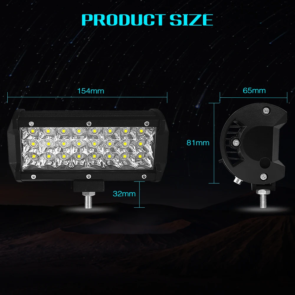 Светодиодный светильник для работы 7/15 дюймов 72 Вт 120 Вт 300 Вт светодиодный 6000 К 7200LM 12000LM 30000LM 12 В для джипа внедорожного внедорожника ATV грузовика лодки автомобиля 4x4