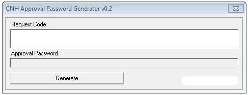 

CNH APPROVAL PASSWORD GENERATOR v0.2 (Long passwords for setting speed limiter values)