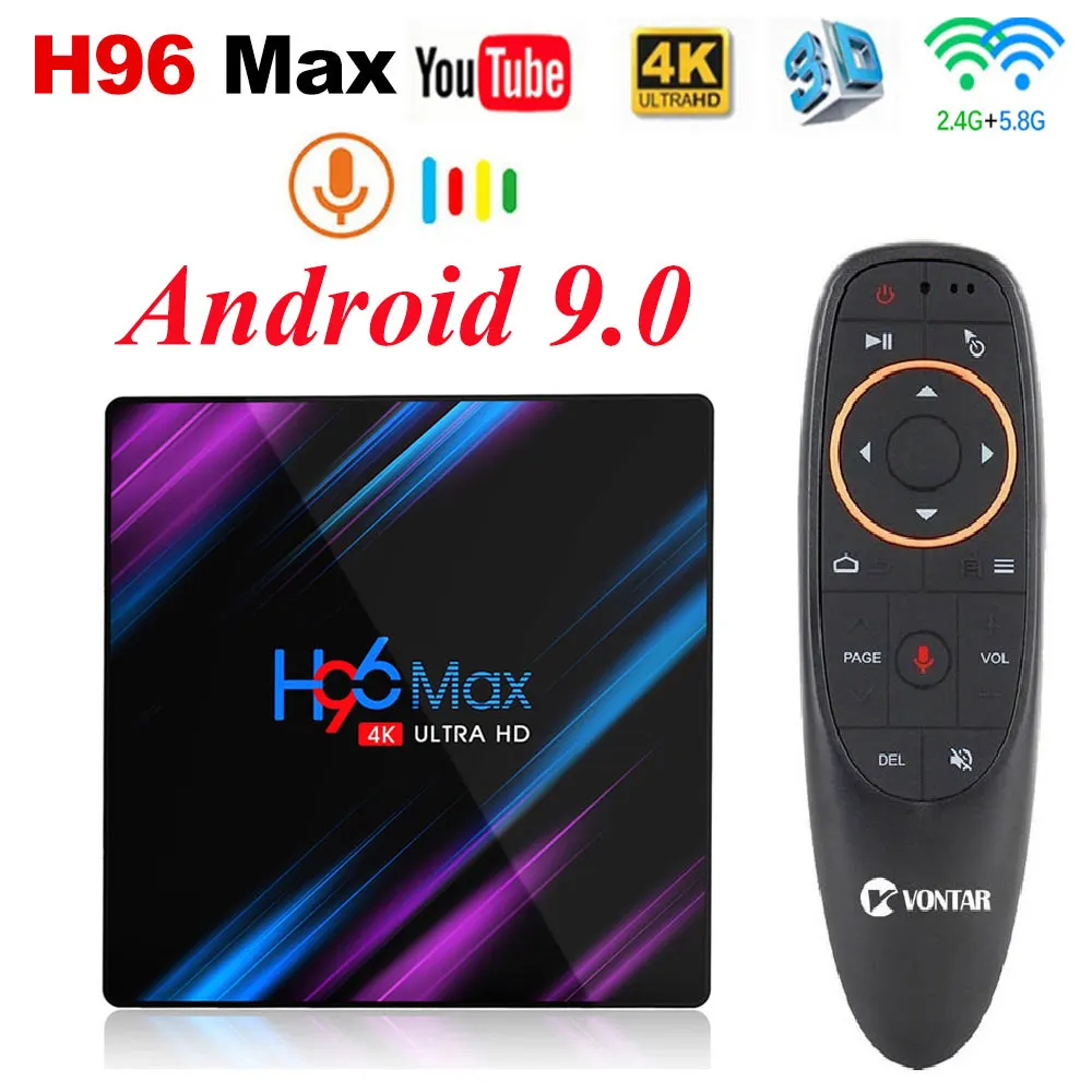 

H96 MAX 4gb 64gb Android 9.0 TV Box Smart Android TV Box Rockchip RK3318 4K 60fps Google PlayStore Netflix Youtube Set Top Box