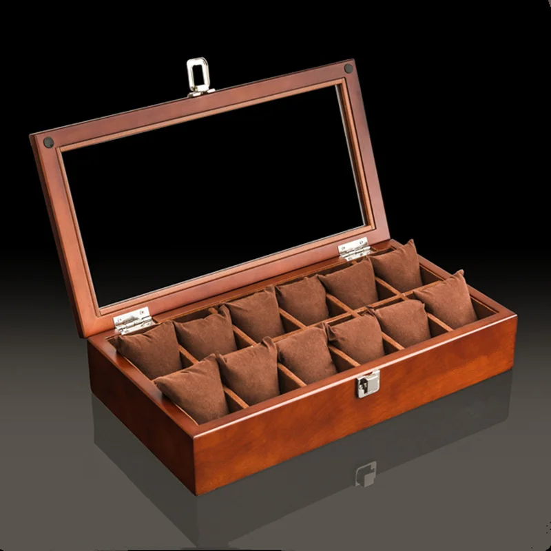 Watch Storage Box Display Holder For Men Wood With Glass Window