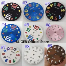 Несколько моделей BLIGER 28,5 мм окно даты черный циферблат подходит для DG3804 MIYOTA 8205 8215 Автоматический ход Мужские t мужские часы циферблат