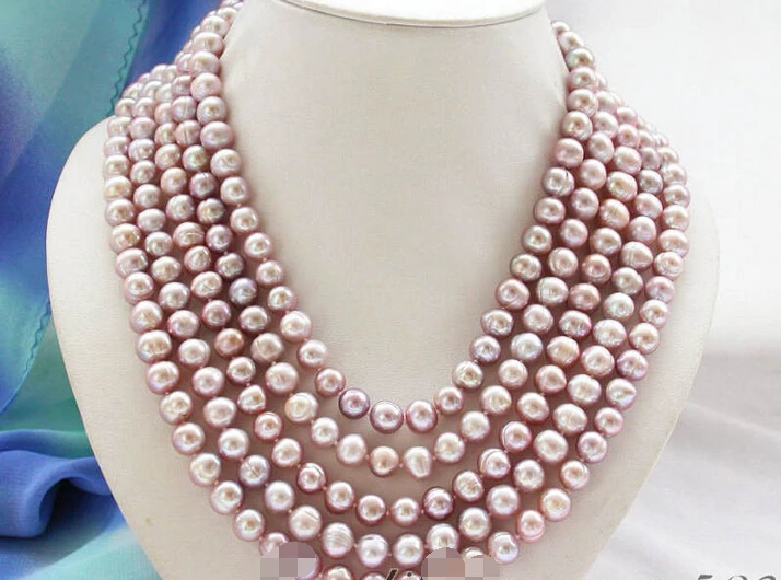 

shipping z4519 Long 100" 10mm lavender round freshwater cultured pearl necklace
