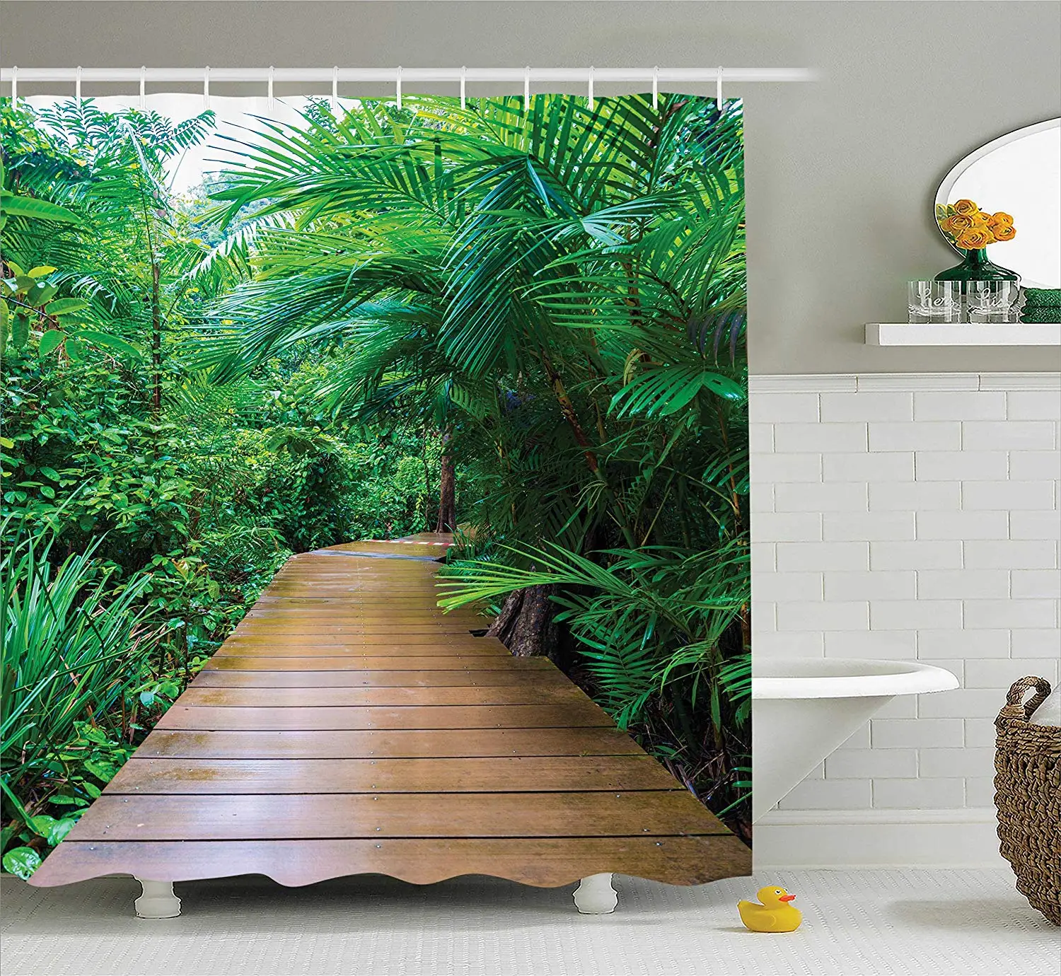 Outdoor Shower Curtain Nature Deck Timber Jetty Getaway Wilderness