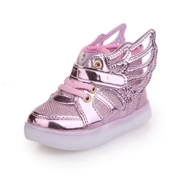 

Euro size 21-36 Children LED shoes wings boys girls shoes with Light up spring autumn casual kids glowing sneakers for 1-14Years