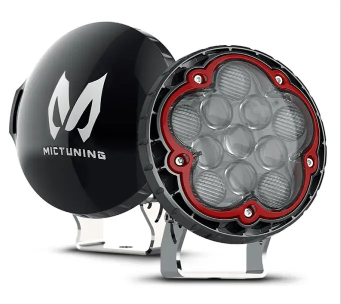 MICTUNING 5,6 ''светодиодный круглый стручки 55 Вт точечный прожектор комбинированный светодиодный светильник F1 внедорожная противотуманная фара защитная оболочка для Jeep SUV ATV - Цвет: Red