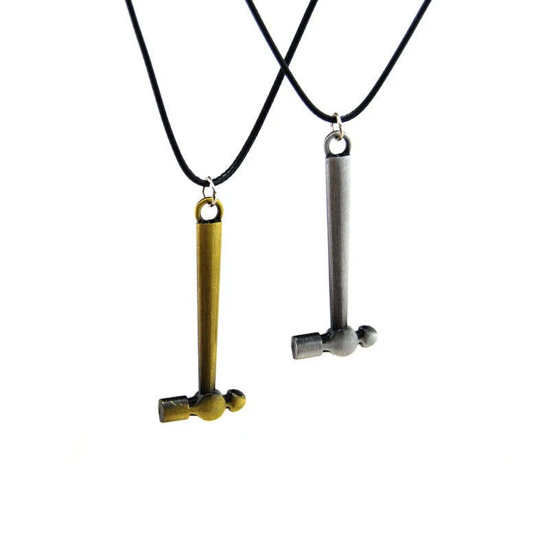 

2017 Original New Novelty Leather Chain Retro Hammer Choker Necklace Men Vintage Gold Tool Pendant Necklace Women Jewelry Gift