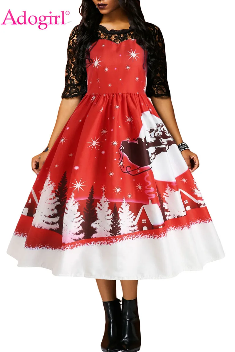 Jingle-All-The-The-Way-Christmas-Print-Flared-Dress-LC610920-1-1