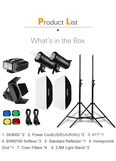 800ws Godox Sk400 Sk400ii 2x 400ws Photo Studio Flash