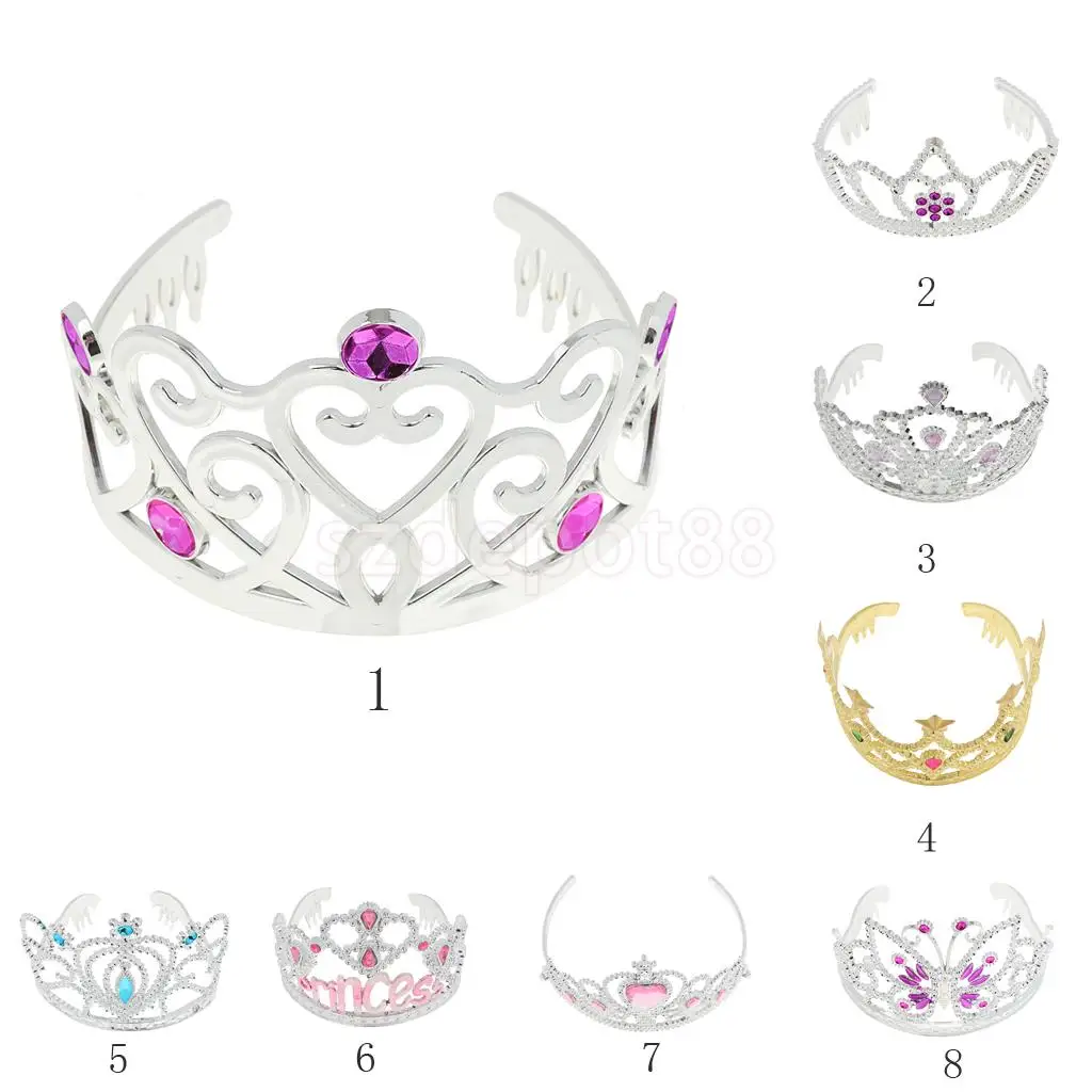 cheap Crystal Children Kids King Queen Princess Tiara Crown Hairband Headband for Party Favor Gift