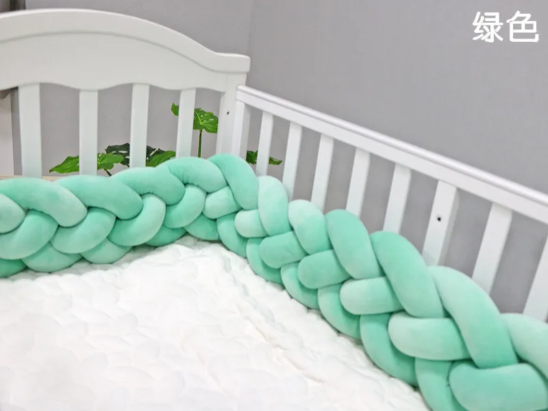 200/300CM Baby Girl Crib Side Set Bumpers Cot Pad Protector Anti-collision Baby Room Decoration Baby Bedroom Bedding Solid Color